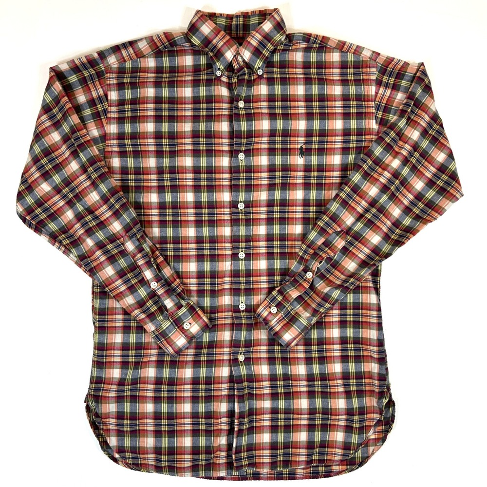 Ralph Lauren Mens McMeel Plaid Cotton Button‎ Down Shirt Multi Color Size S 1245